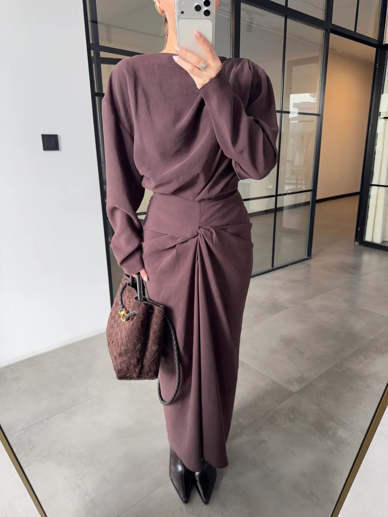 ASYMMETRICAL BLOUSE AND RUFFLED SKIRT SET