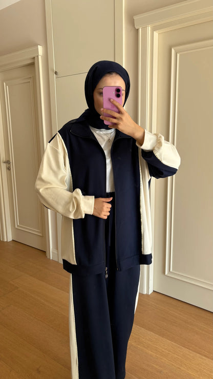 Contrast Oysho fabric tracksuit- navy blue
