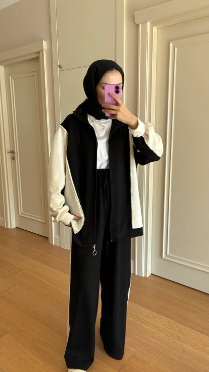 Contrast Oysho fabric tracksuit- black