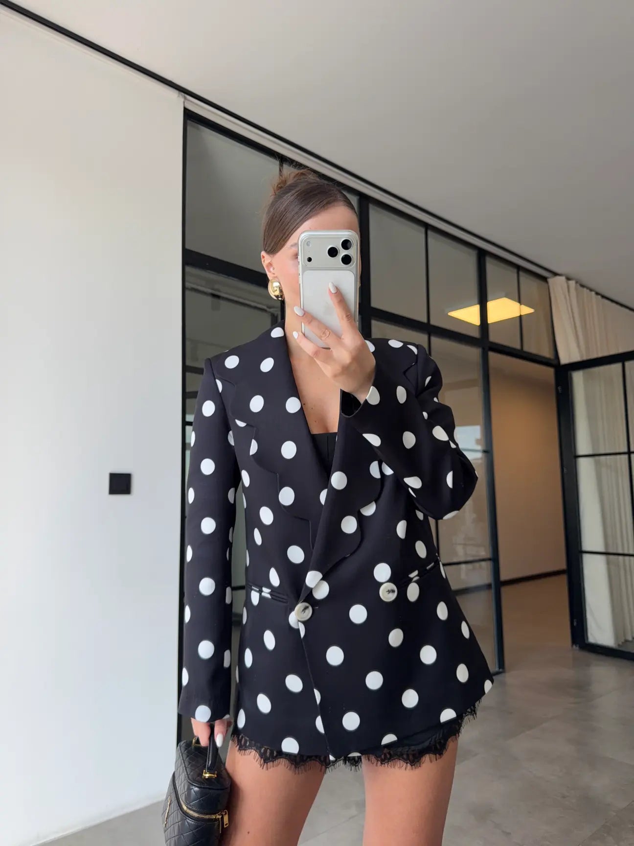Polka Dot blazer - black