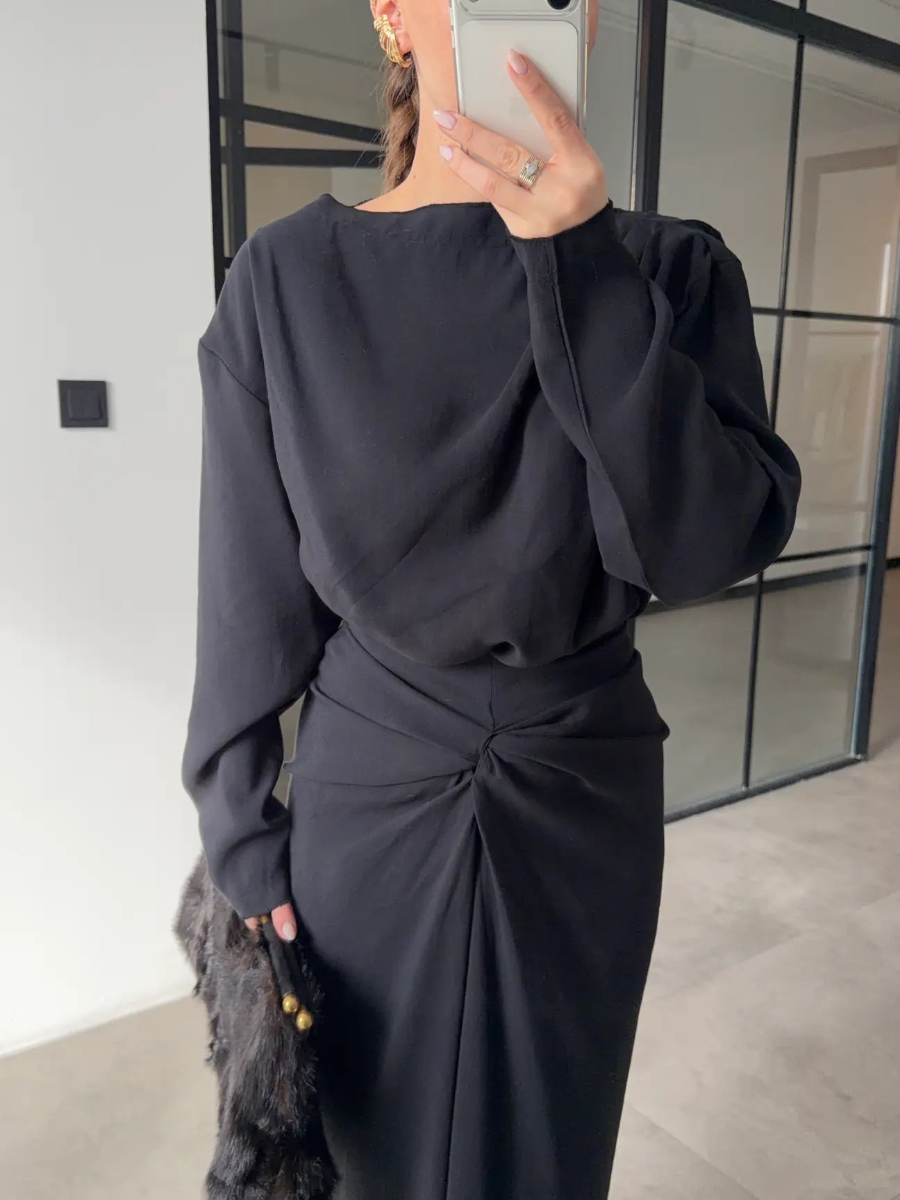 ASYMMETRICAL BLOUSE AND RUFFLED SKIRT SET