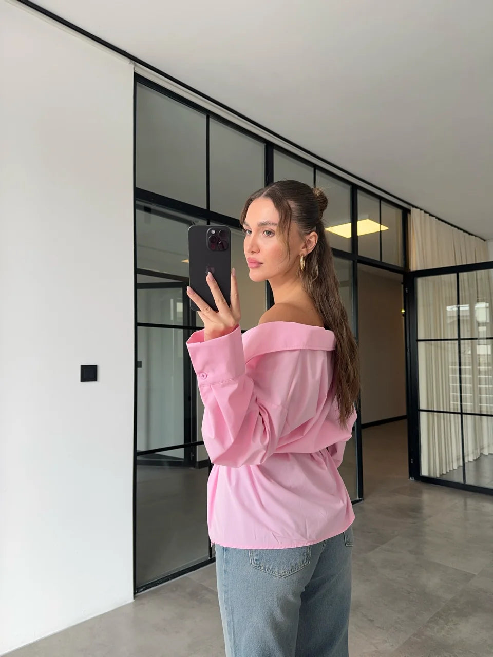 belted double breasted shirt