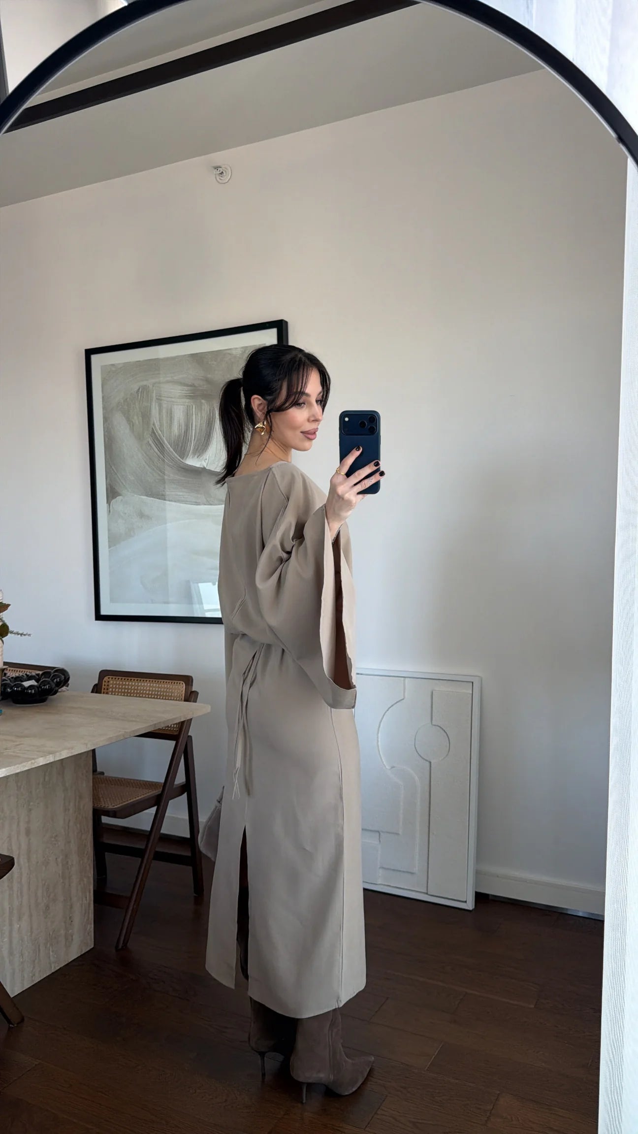 BATWING SLEEVE BELTED DRESS