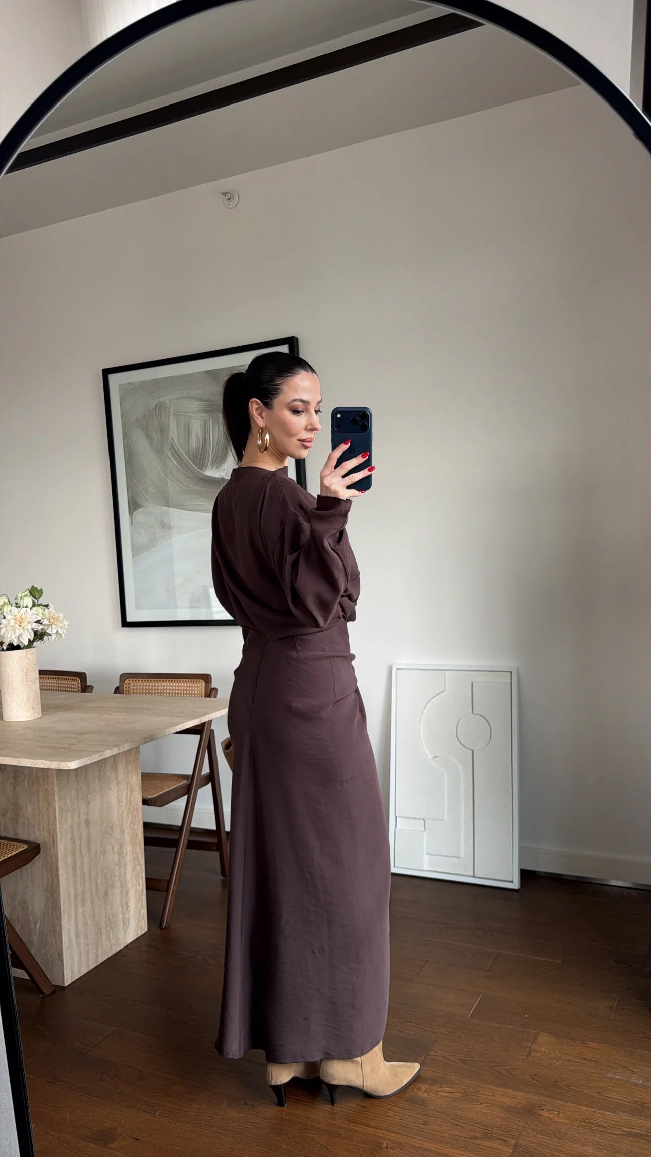 ASYMMETRICAL BLOUSE AND RUFFLED SKIRT SET