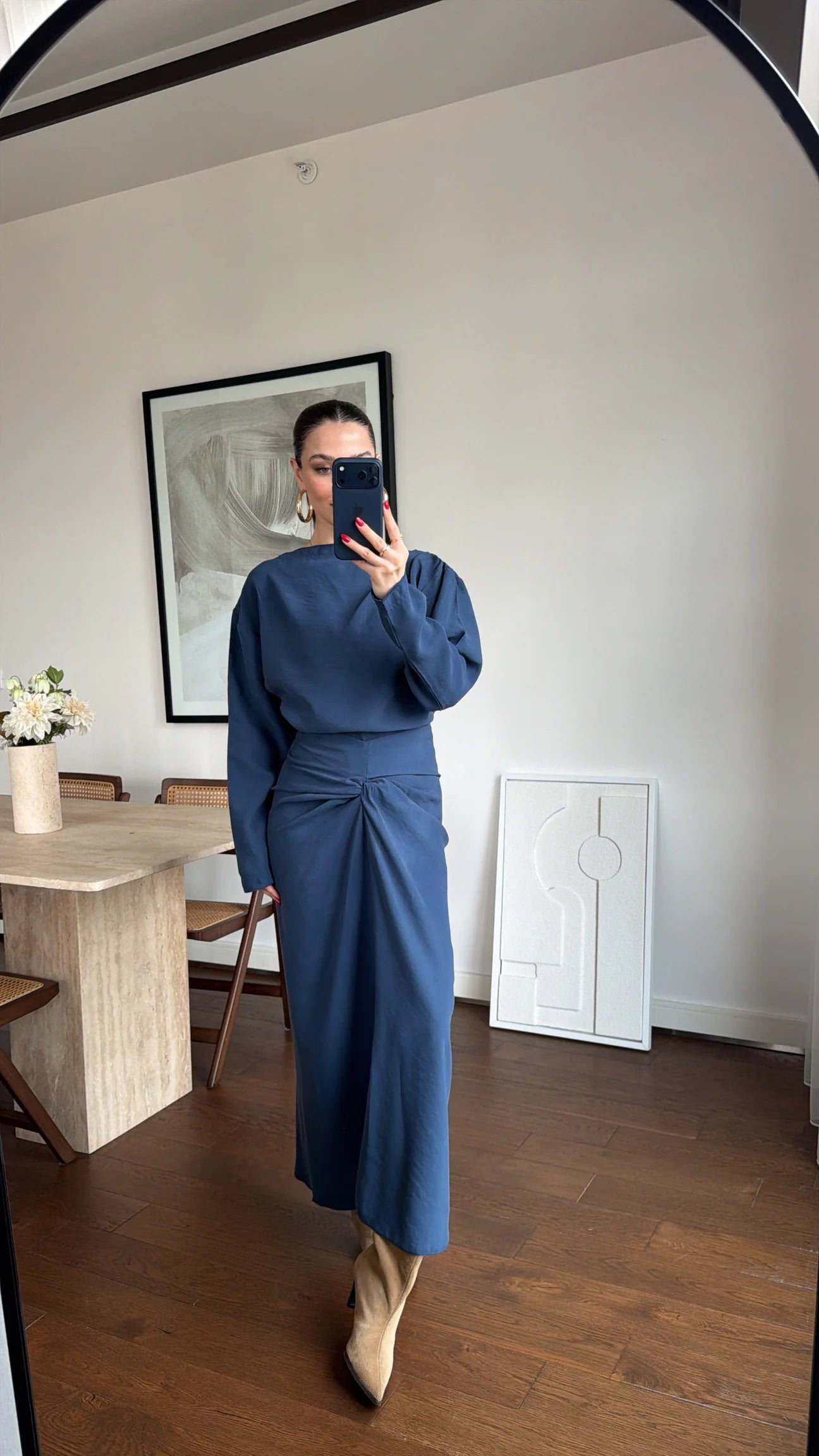ASYMMETRICAL BLOUSE AND RUFFLED SKIRT SET