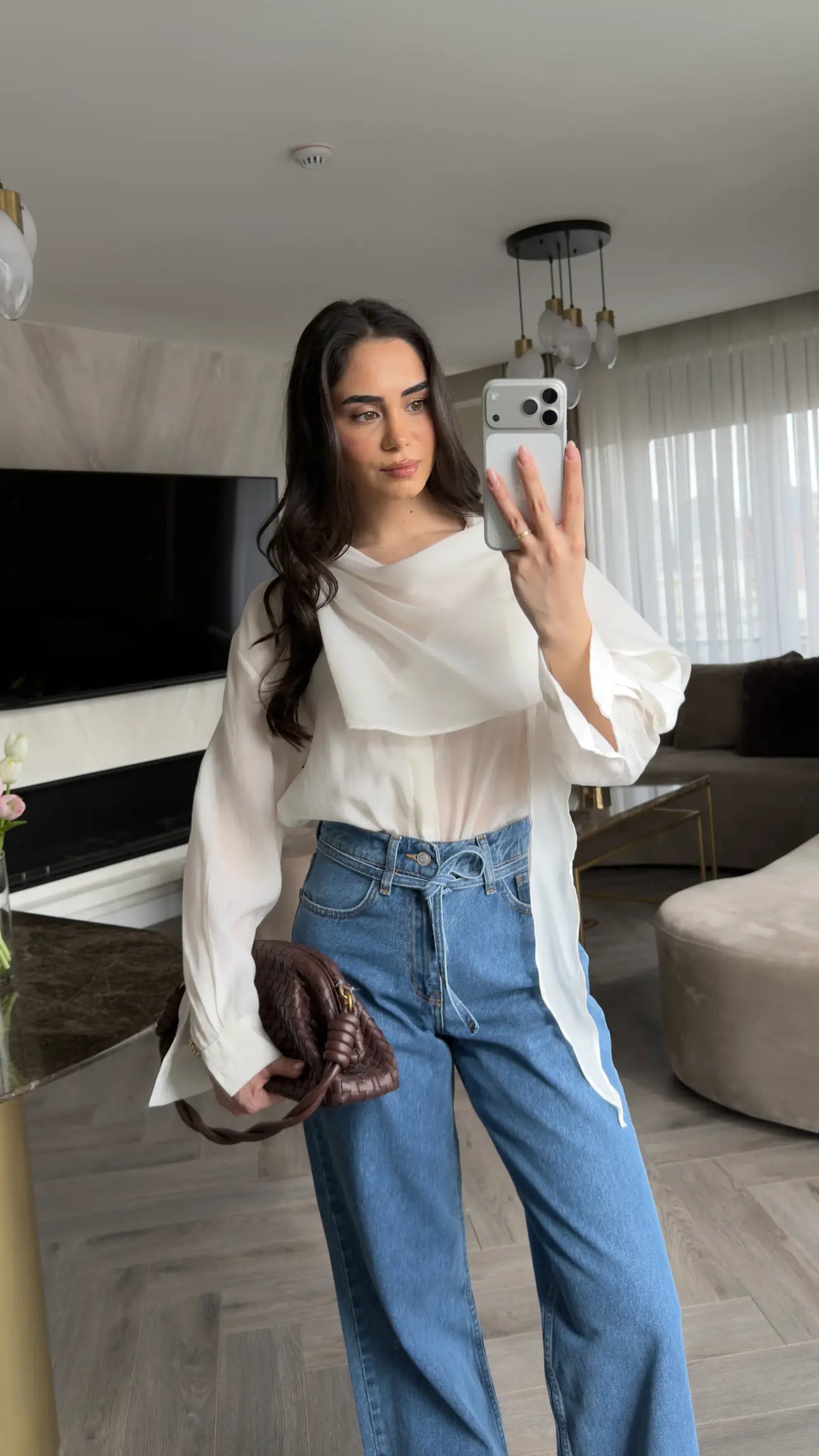Voile shirt with scarf details