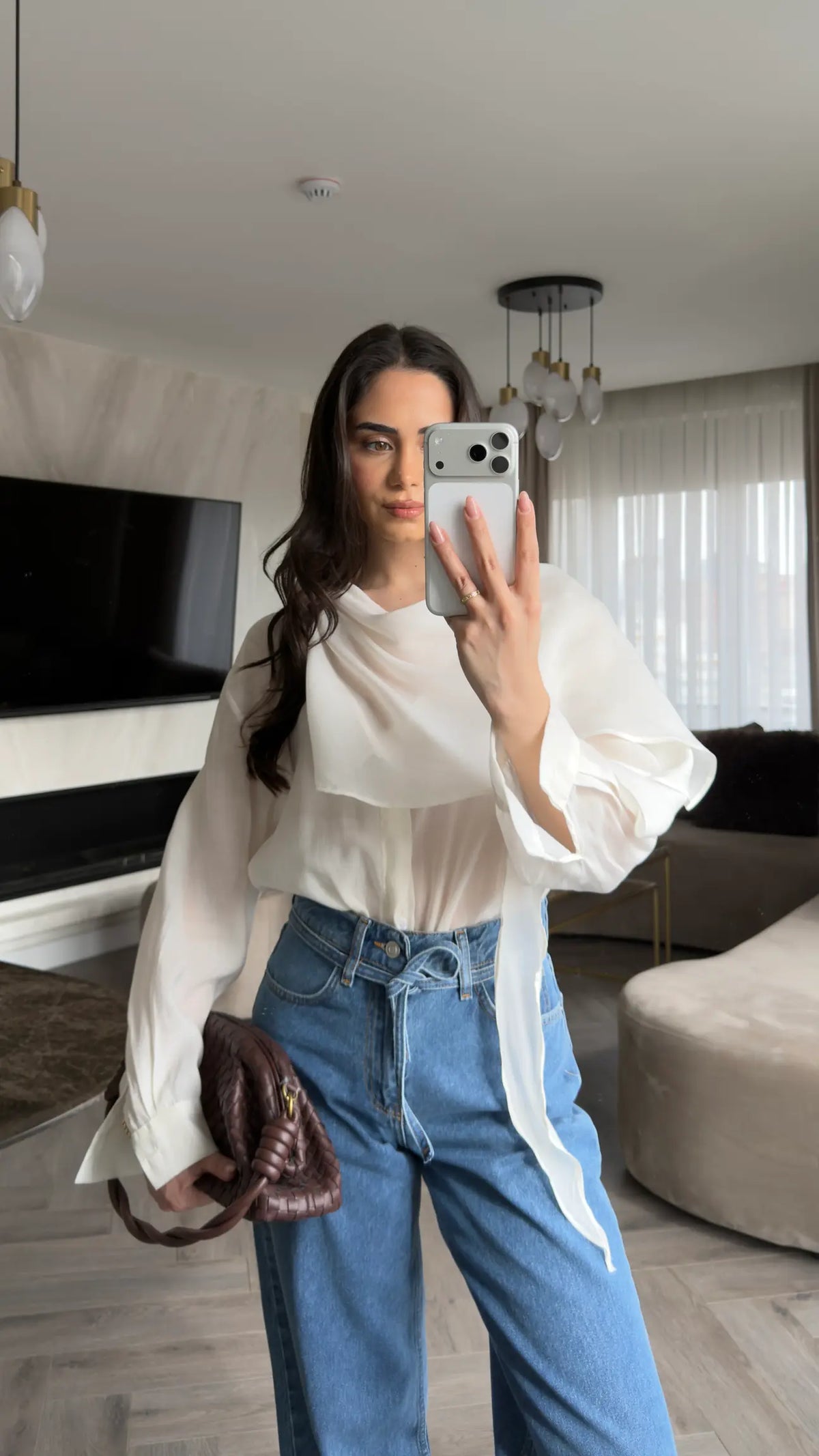 Voile shirt with scarf details