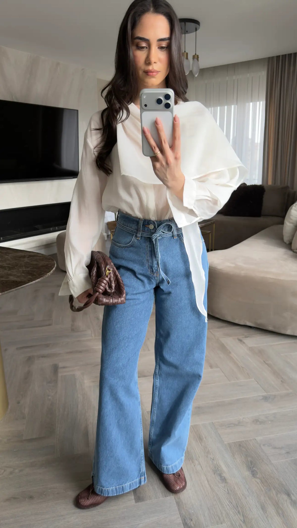 Voile shirt with scarf details