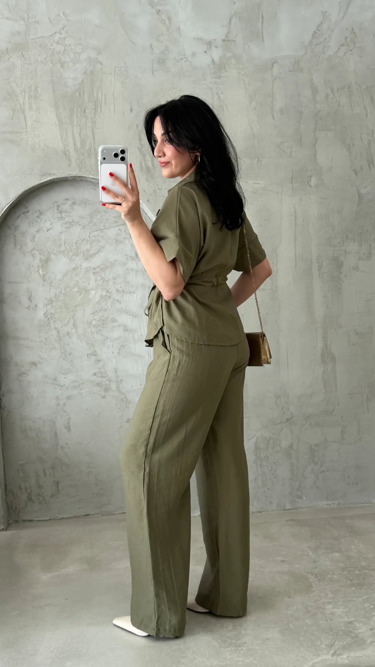 Gold zipper short sleeve tencel co-ord set