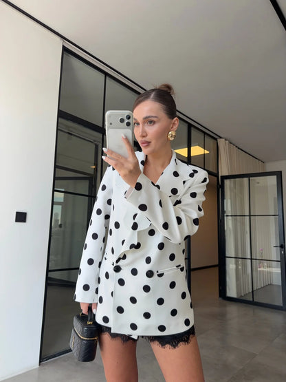 Polka Dot blazer - white