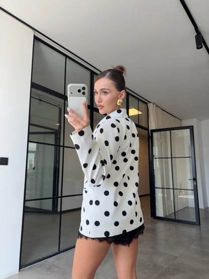 Polka Dot blazer - white