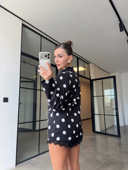 Polka Dot blazer - black