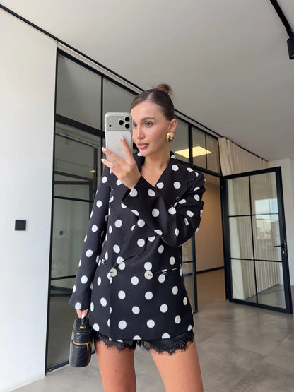 Polka Dot blazer - black