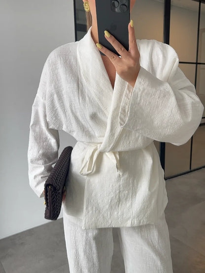 Belted kimono co-ord set