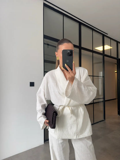 Belted kimono co-ord set