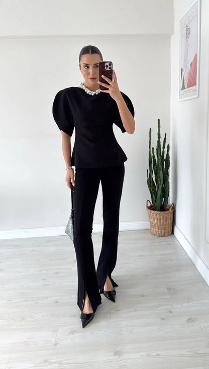 Balloon Sleeve Blouse black