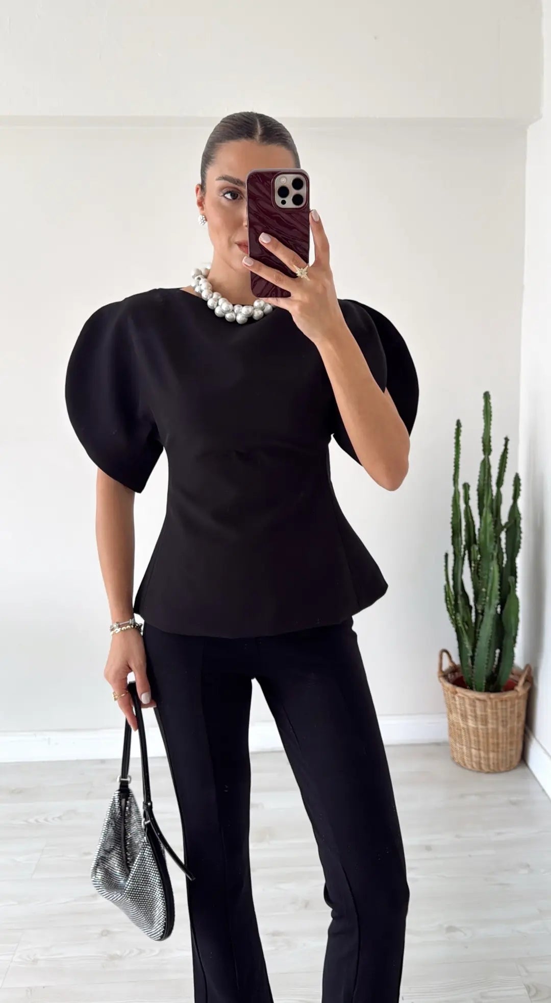 Balloon Sleeve Blouse black