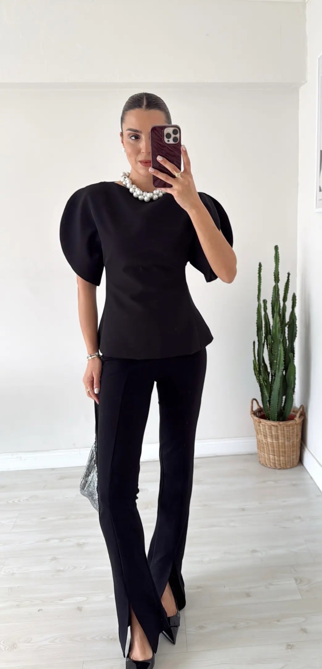 Balloon Sleeve Blouse black