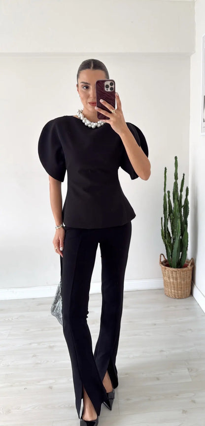 Balloon Sleeve Blouse black