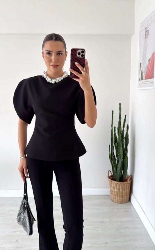 Balloon Sleeve Blouse black