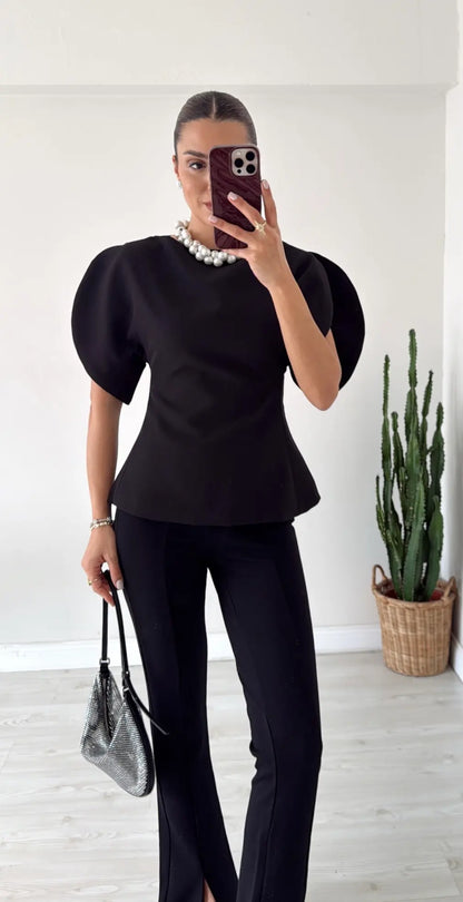 Balloon Sleeve Blouse black