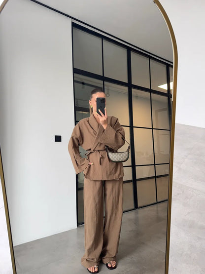 Belted kimono co-ord set