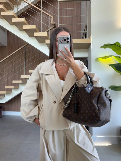 DOUBLE-BREASTED TRENCH PANTS SET - BEIGE
