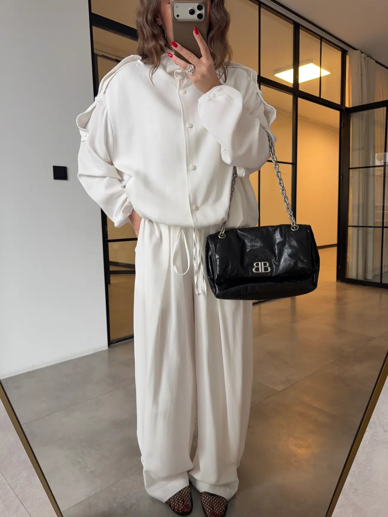 Tencel Bomber Jacket and Pants Set with Epaulets