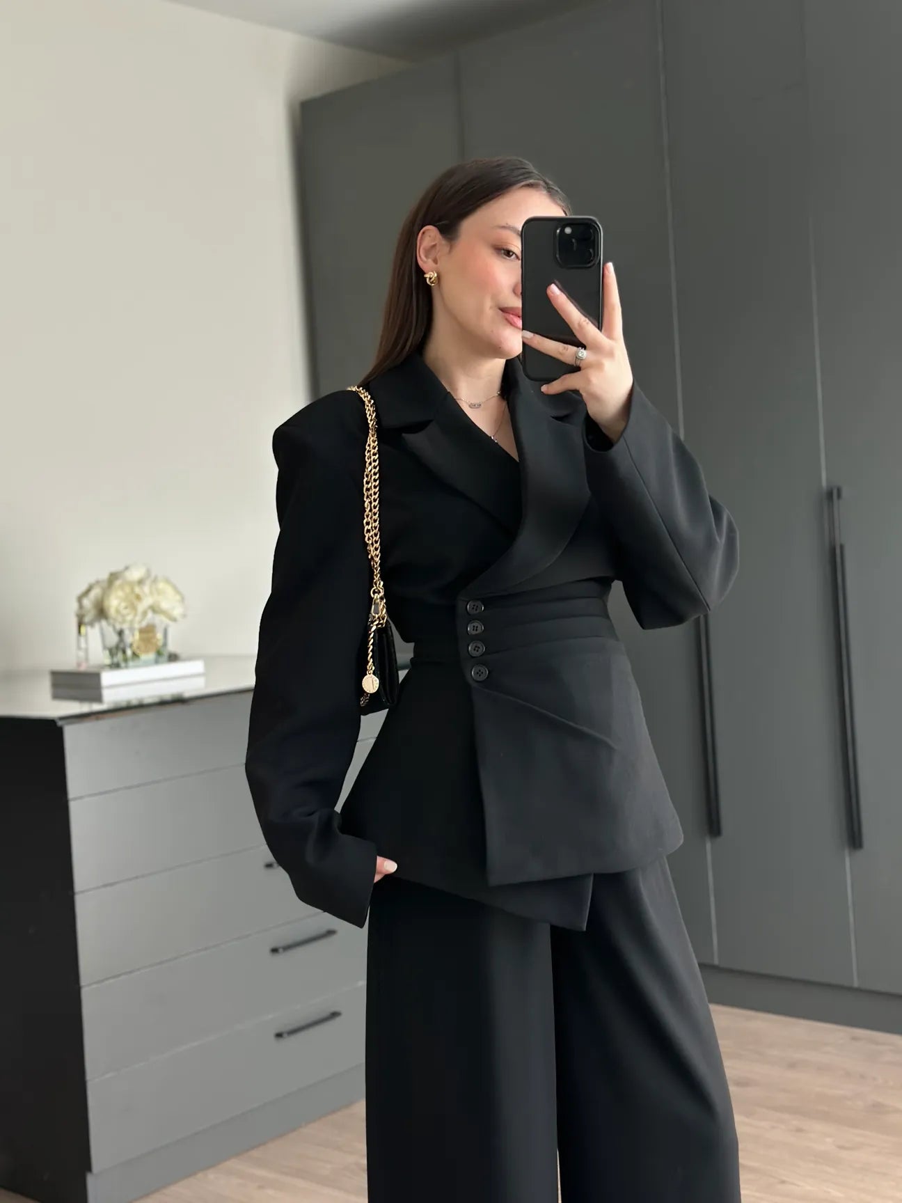 Black 4 side buttons suit