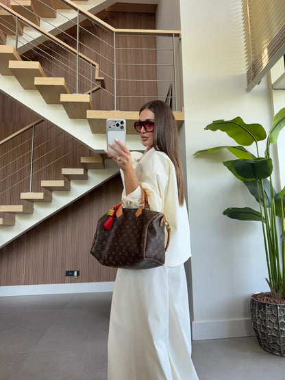 Double-breasted Trench pants co-ord set  - off white