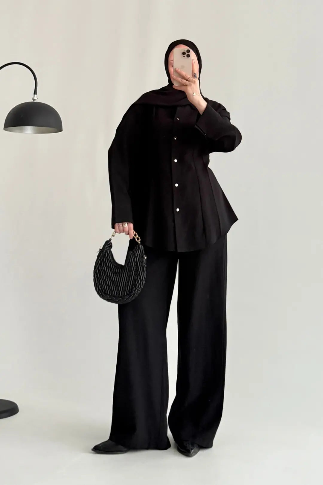 Renza black Waist-Fit shirt and Trousers Set