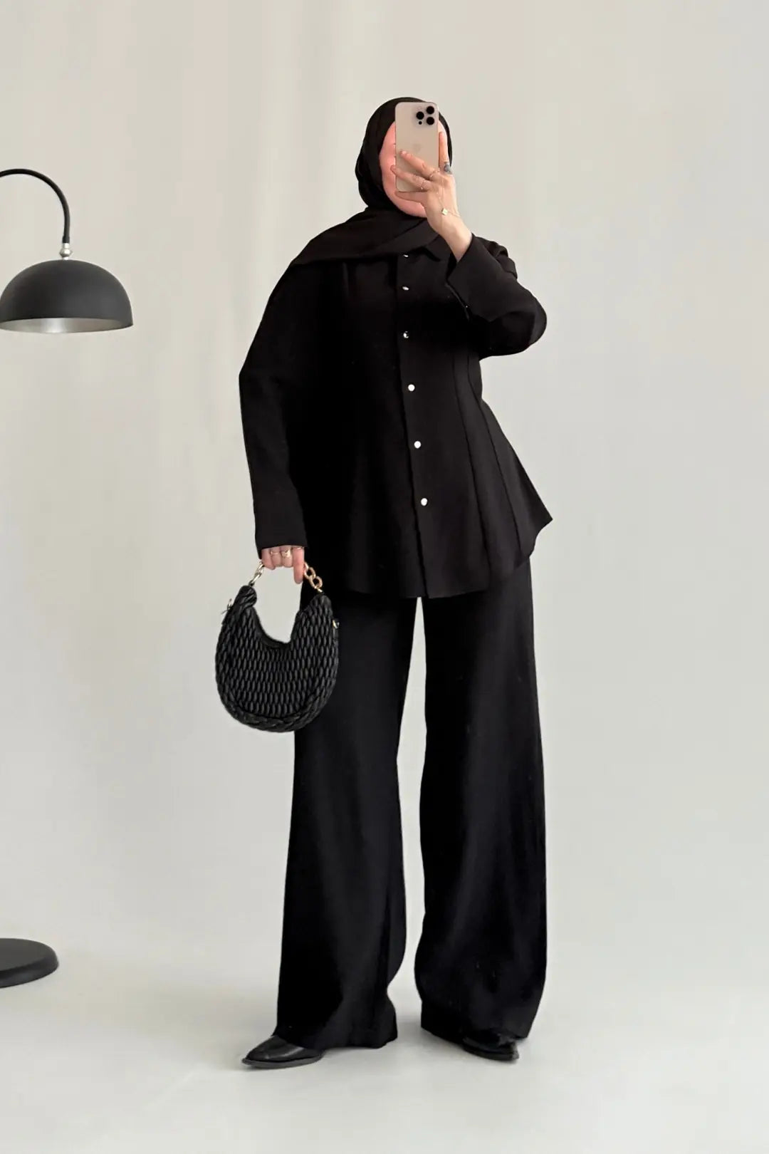 Renza black Waist-Fit shirt and Trousers Set