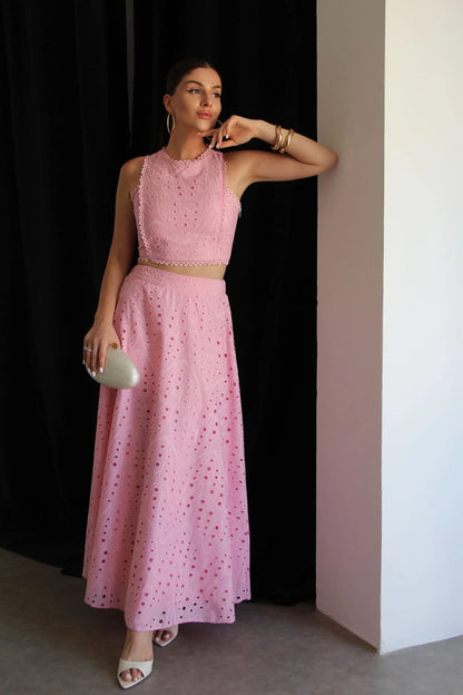 Openwork embroidery Two-Piece Set