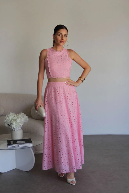 Openwork embroidery Two-Piece Set