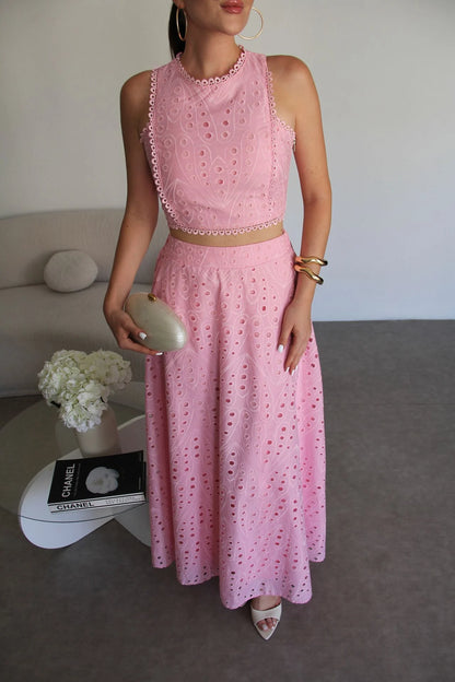 Openwork embroidery Two-Piece Set