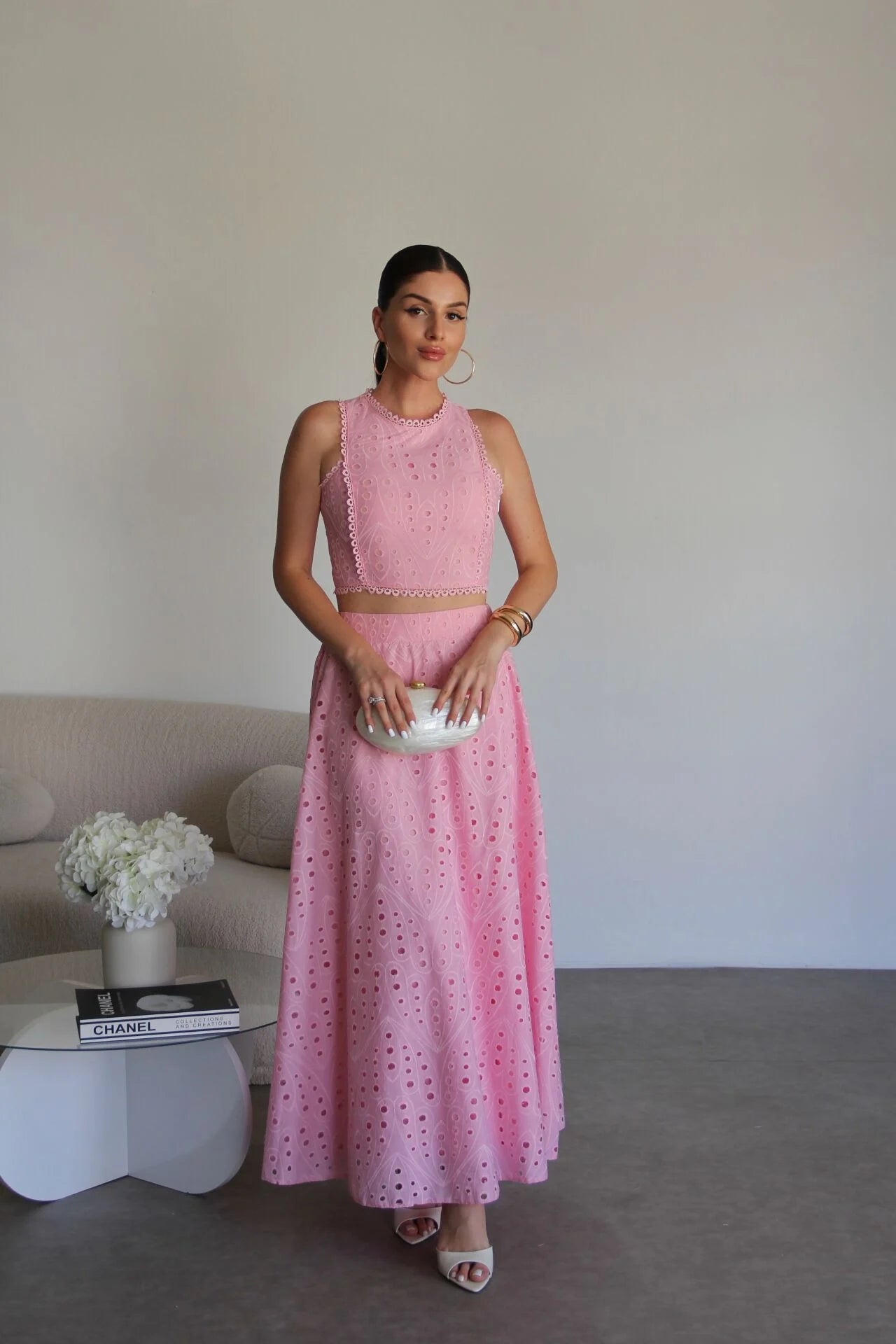 Openwork embroidery Two-Piece Set