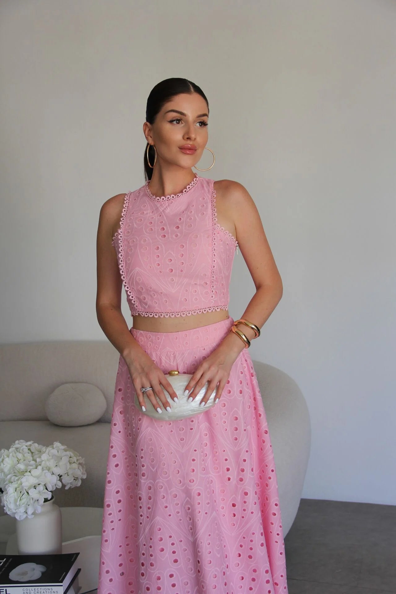 Openwork embroidery Two-Piece Set
