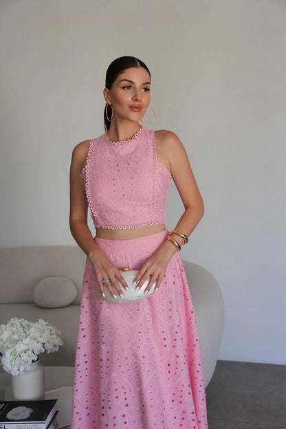 Openwork embroidery Two-Piece Set