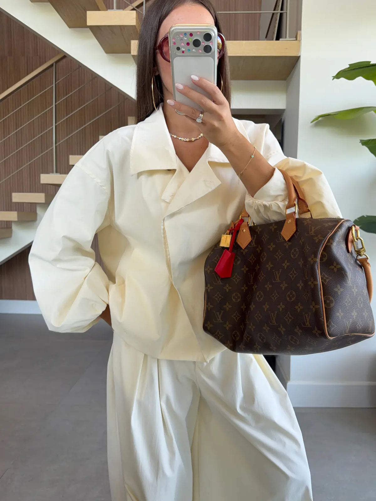 Double-breasted Trench pants co-ord set  - off white
