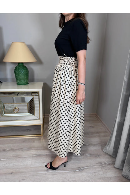 Polka Dot Skirt with Elastic Waistband