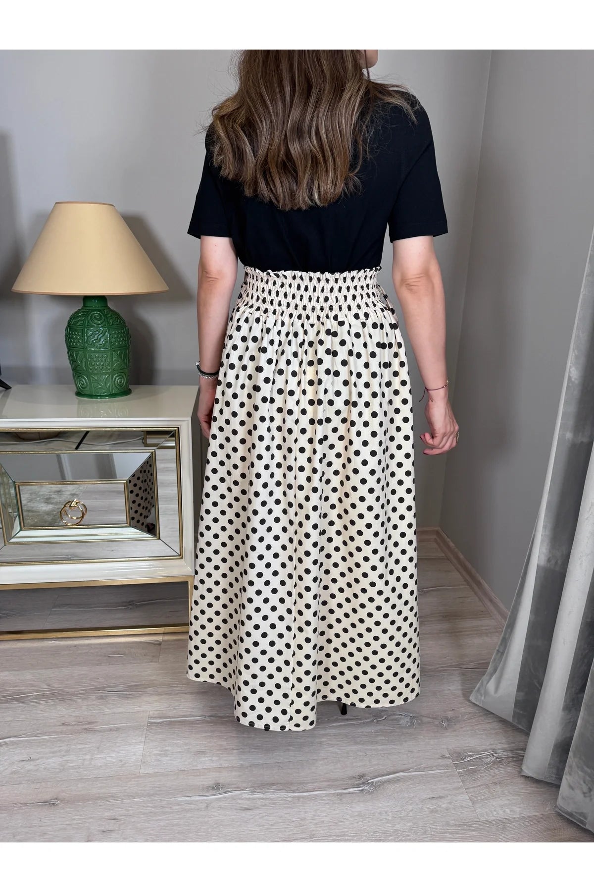 Polka Dot Skirt with Elastic Waistband