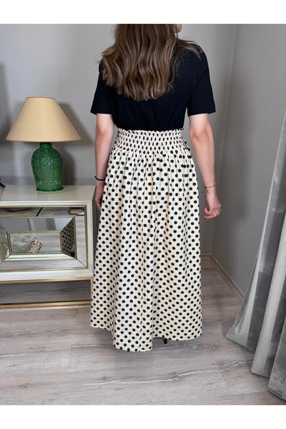 Polka Dot Skirt with Elastic Waistband