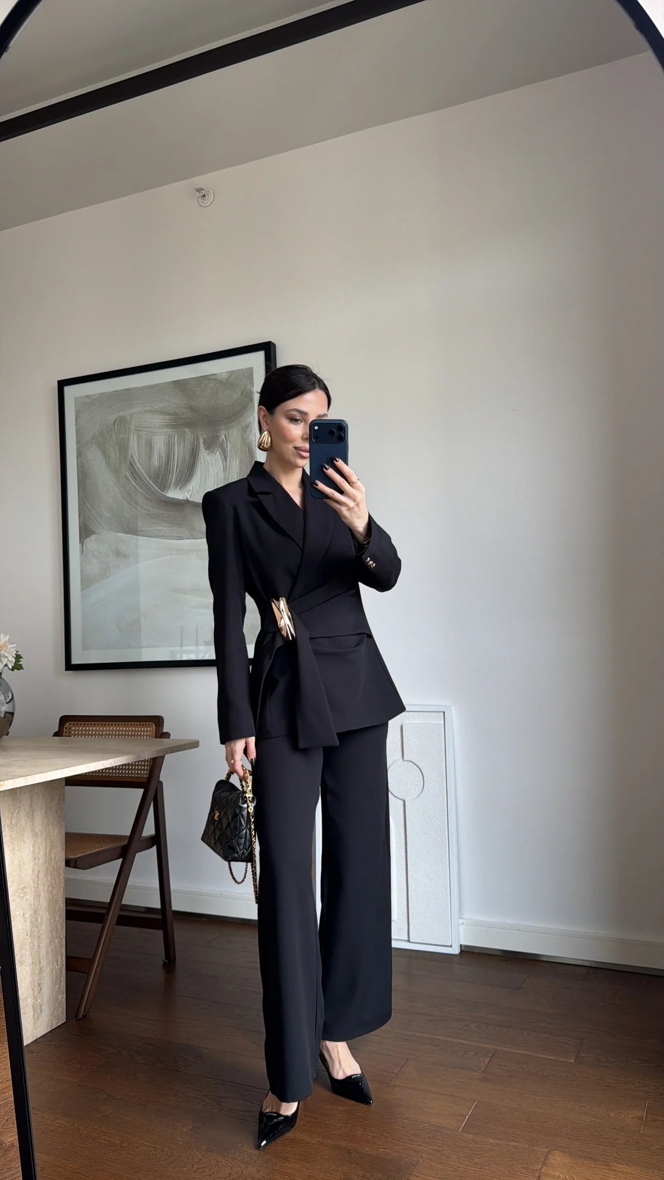DOUBLE-BREASTED BLAZER WITH BUCKLE SUIT