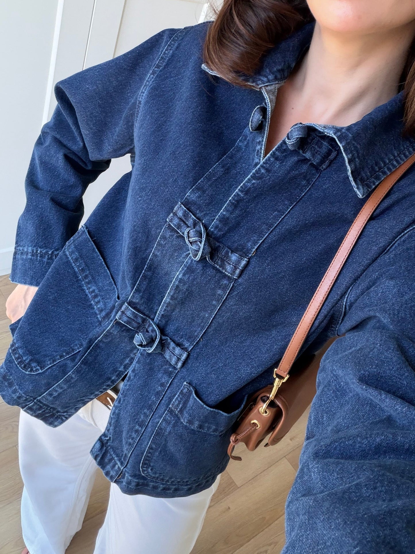 Indigo Front-Tie Jacket