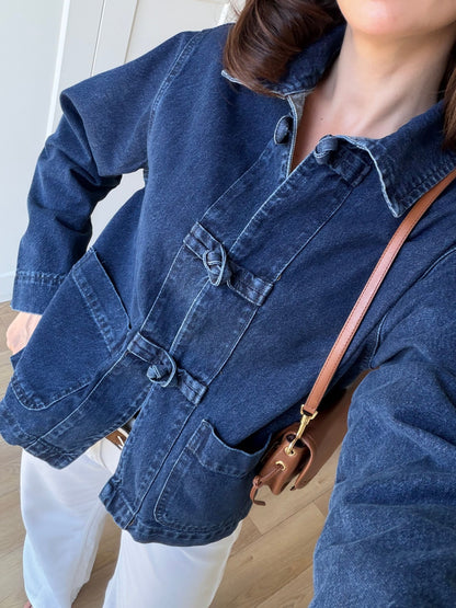 Indigo Front-Tie Jacket