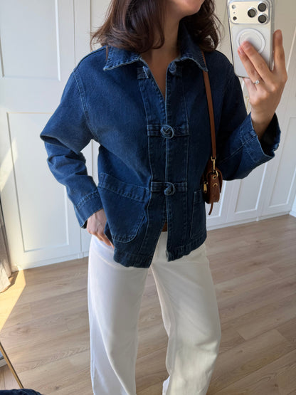 Indigo Front-Tie Jacket