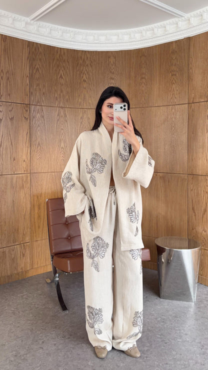 Embroidered Beaded Natural Premium Set