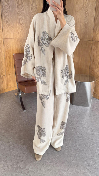 Embroidered Beaded Natural Premium Set