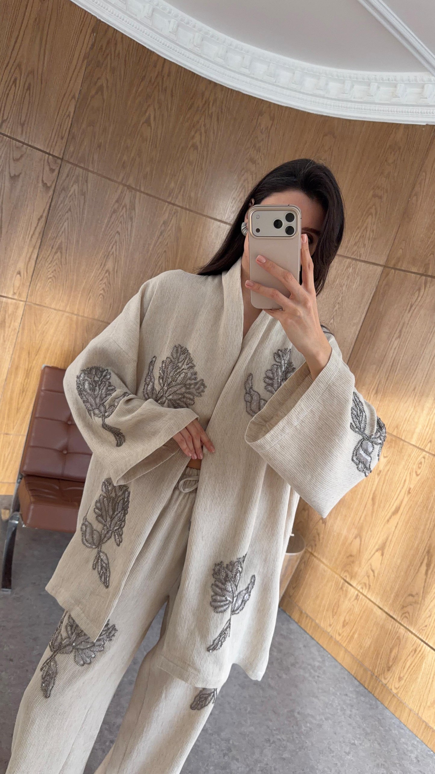 Embroidered Beaded Natural Premium Set