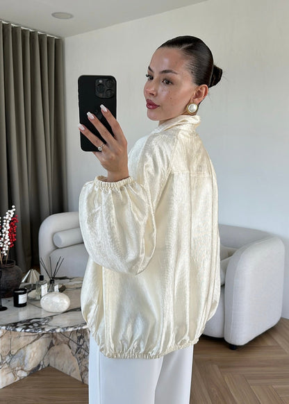 Jacquard Bomber Jacket - ivory cream